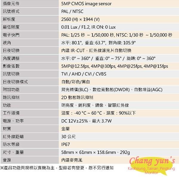 昌運監視器 門市推廣售價 ICATCH 可取 IT-BL5168-TW 500萬 管型監視器 3支推廣價-細節圖2