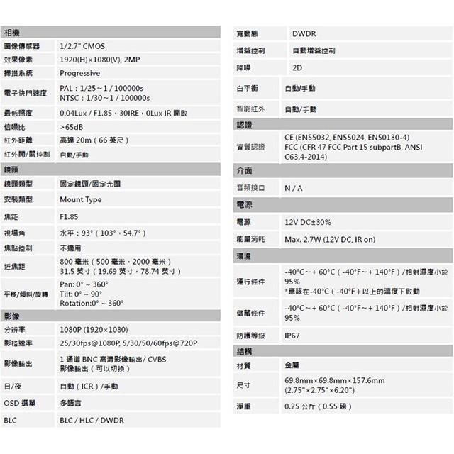 昌運監視器 聲寶組合 DR-TW2516AN 16路 監控主機+VK-TW0221ZSN 2MP I紅外攝影機*4-細節圖2