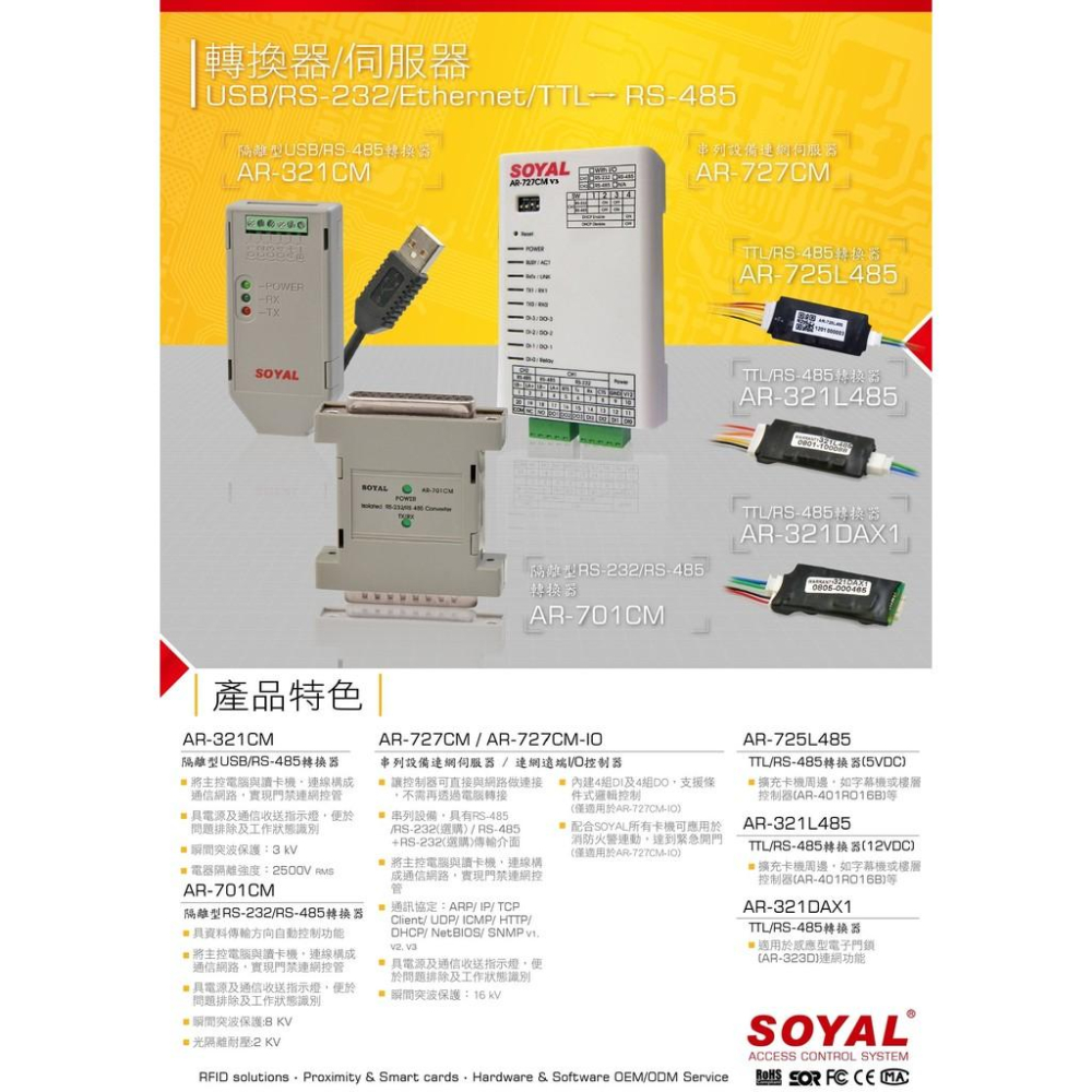 昌運監視器 門禁 監視器 攝影機 SOYAL AR-321CM 隔離型USB/RS-485轉換器-細節圖2