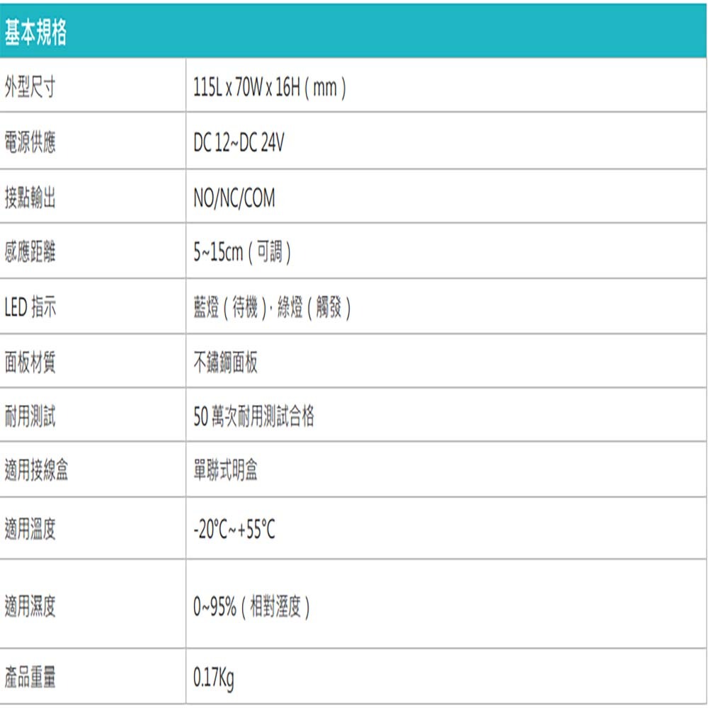 昌運監視器 NO TOUCH 非接觸式按鈕 光電按紐 門禁開關 開門按鈕 紅外線感應按鈕-細節圖2