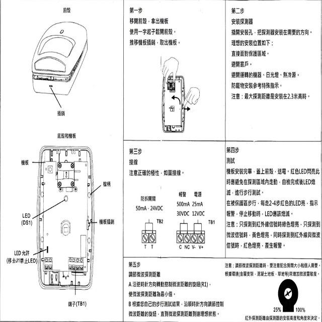 昌運監視器 BS-PIRMW70-1 雙鑑式紅外線微波探測器 偵測器 警報器 探測範圍7.6m*7.6m-細節圖4