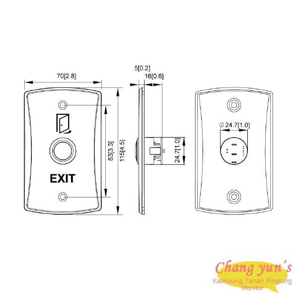昌運監視器 鋅合金面板 門禁開關 開門按鈕 緊急按鈕 NC 常閉-細節圖3