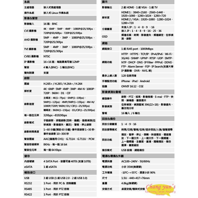 昌運監視器 DH-XVR7416L-4KL-X H.265 16路五合一XVR 大華dahua 監視器主機-細節圖2