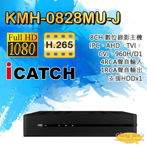 昌運監視器 KMH-0828MU-J 8路數位錄影主機 H.265 TVI/AHD/CVI/IPC DVR
