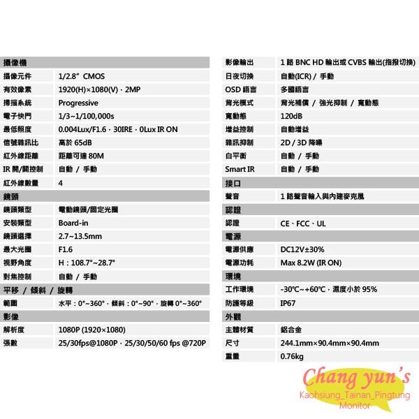 昌運監視器 DH-HAC-HFW2241TN-Z-A HDCVI星光級變焦紅外線攝影機 大華dahua停產-細節圖2