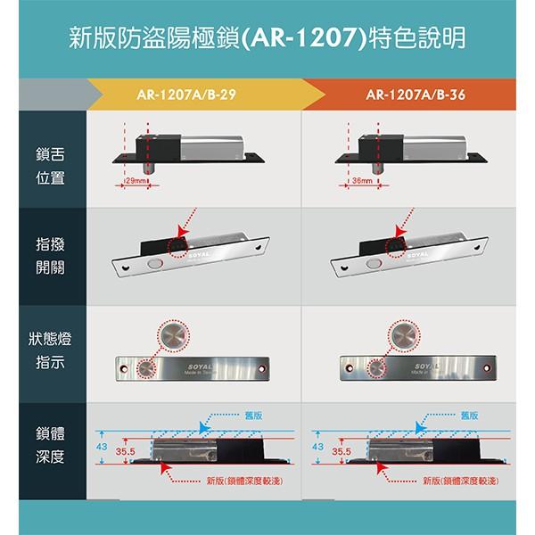 昌運監視器 SOYAL AR-1207B-36-F 送電開 陽極鎖 有歐式鎖芯 (旋鈕+鑰匙孔)-細節圖2