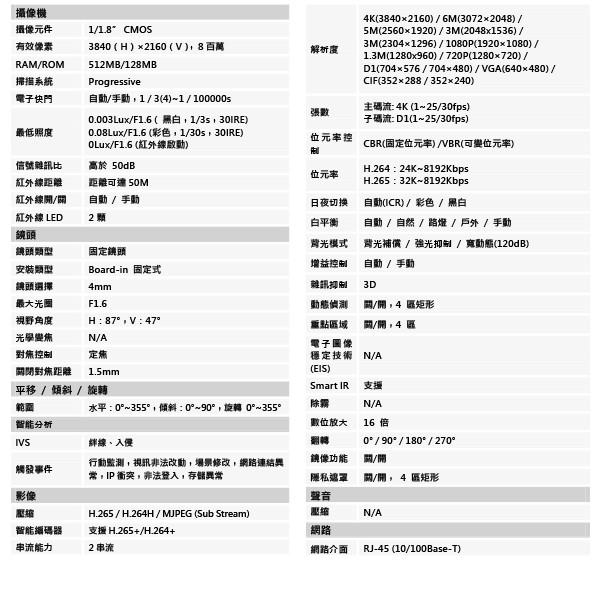 昌運監視器 大華 DH-IPC-HFW1831EN 8百萬畫素 寬動態 紅外線 IPcam 網路攝影機-細節圖2