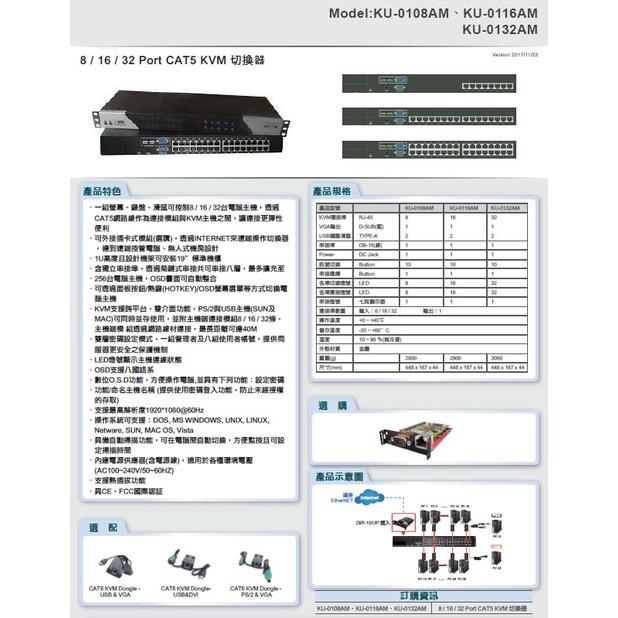 昌運監視器 KU-0108AM 8 Port CAT5 KVM 切換器-細節圖2