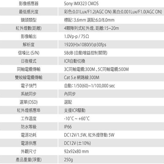 昌運監視器 SAMPO聲寶 VK-XC5508HS-B 200萬 夜視紅外線半球攝影機(以VK-TW2C65H出貨替代)-細節圖2