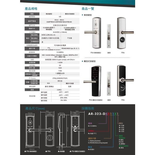 昌運監視器 SOYAL AR-323-D 感應型電子門鎖 飯店鎖 電子鎖 密碼鎖-細節圖2