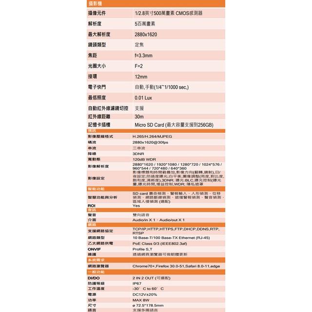 昌運監視器 IPW-BL5111-H 4MP H.265 IP67 雙向語音 智能 紅外線槍型網路攝影機-細節圖2