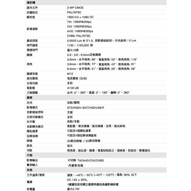 昌運監視器 BLC2427SACV2 (HD2312ACV) 200萬 星光全彩同軸音頻槍型攝影機 內建麥克風-細節圖2
