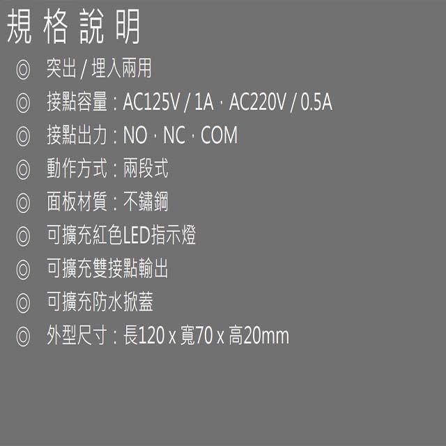 昌運監視器 BS-SW23S 兩段式 不鏽鋼緊急押扣-細節圖2