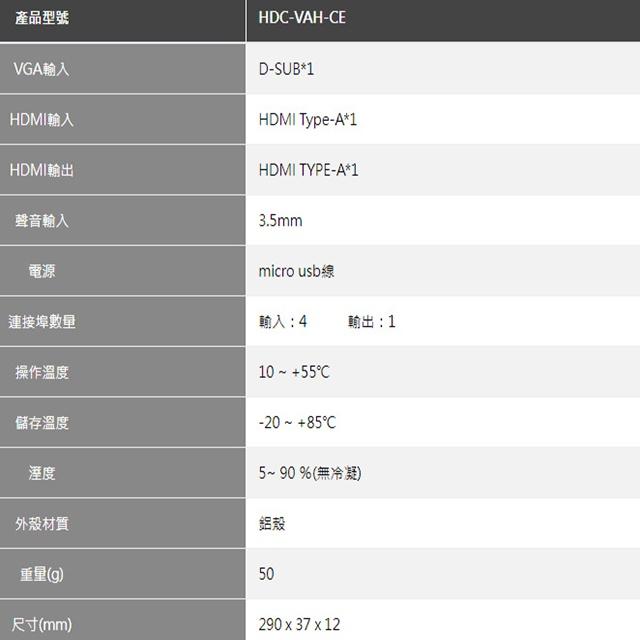 昌運監視器 HDC-VAH-CE VGA+AUDIO TO HDMI轉換器 線長19.5cm-細節圖2