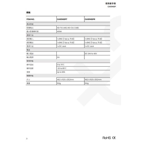 昌運監視器 CA101HDP AHD HD-TVI HDCVI CVBS 影像及電源傳輸器-細節圖4