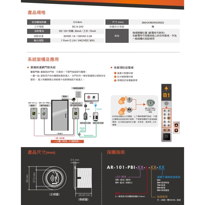 昌運監視器 SOYAL AR-101-PBI-L 防干擾非接觸紅外線開關 開門按鈕 電鍍面板三選一-細節圖3