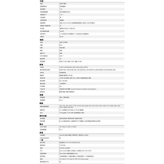 昌運監視器 ACTi Z38 200萬畫素 POE 有收音 智能紅外線槍型定焦攝影機 IPcam 請來電洽詢-細節圖2