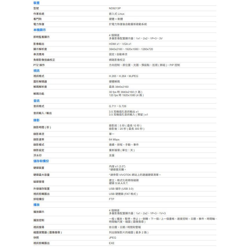 昌運監視器 VIVOTEK晶睿組合 ND9213P 4路 錄影主機+IB9369-M 200萬彈型網路攝影機*4請來電洽-細節圖4