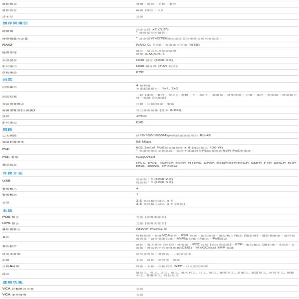 昌運監視器 VIVOTEK晶睿組合 ND9323P 8路 錄影主機+FD9369 200萬半球網路攝影機*8請來電洽詢-細節圖5