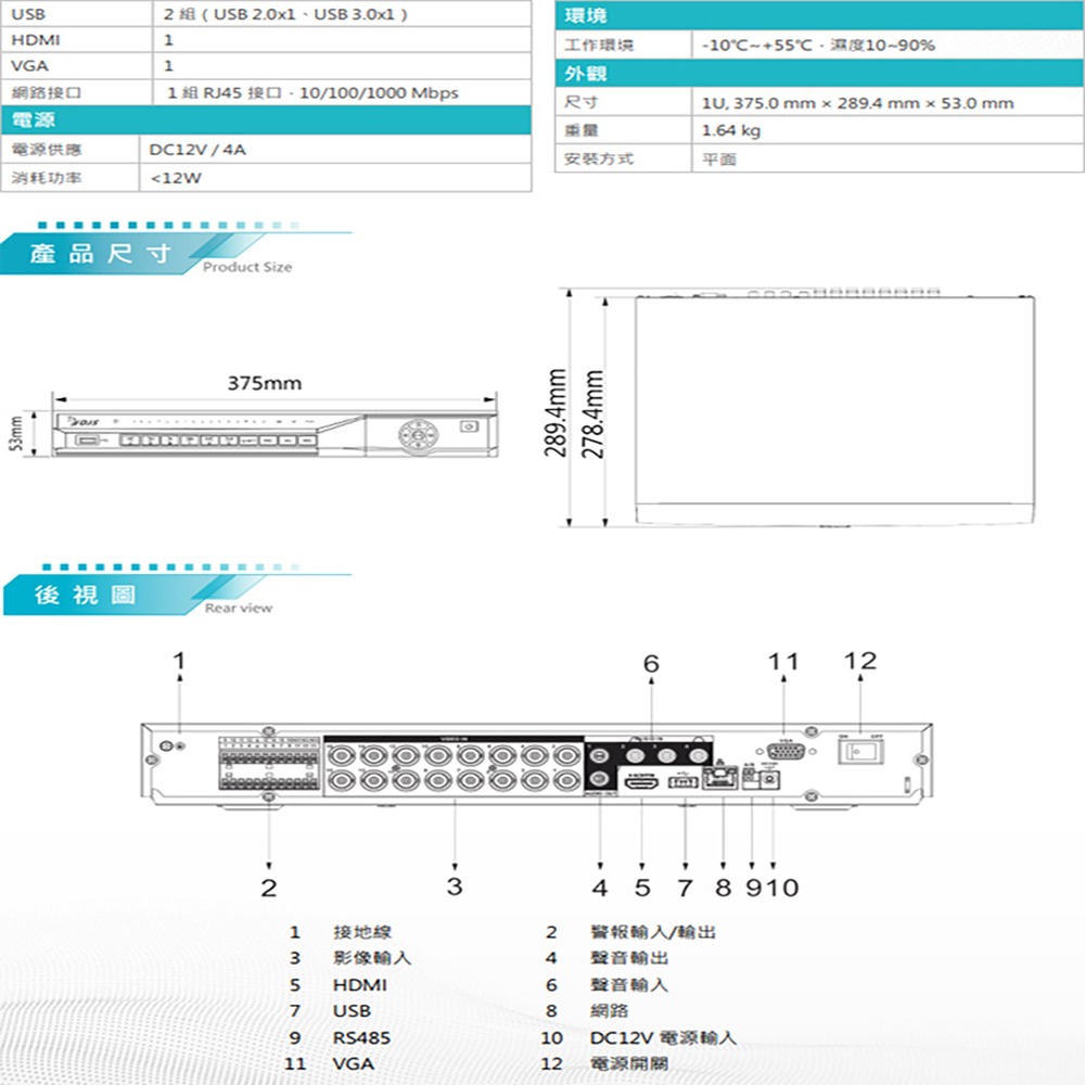 昌運監視器 DJS-SXS216A 16路 H.265+ IVS DVR 監視器主機 支援雙硬碟-細節圖3