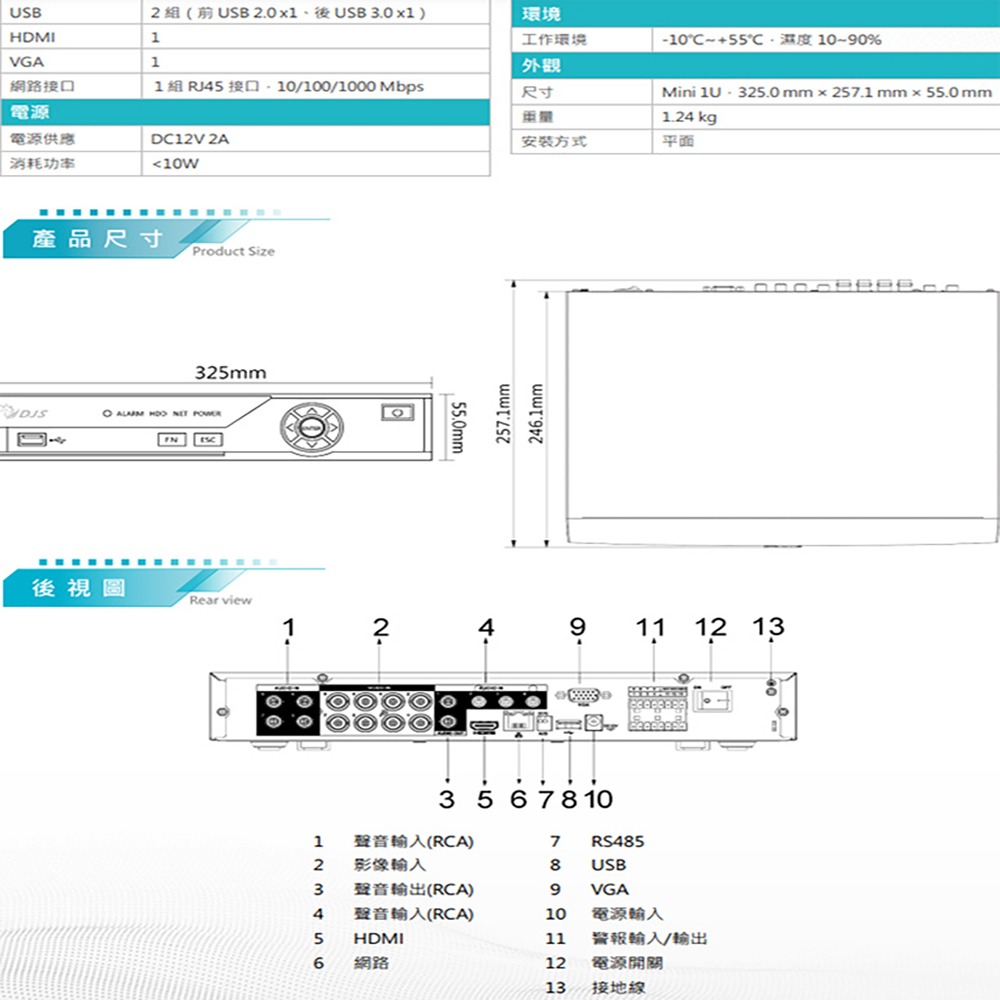 昌運監視器 DJS-SXL108E-4K 8路 H.265+ 4K IVS DVR 監視器主機-細節圖3
