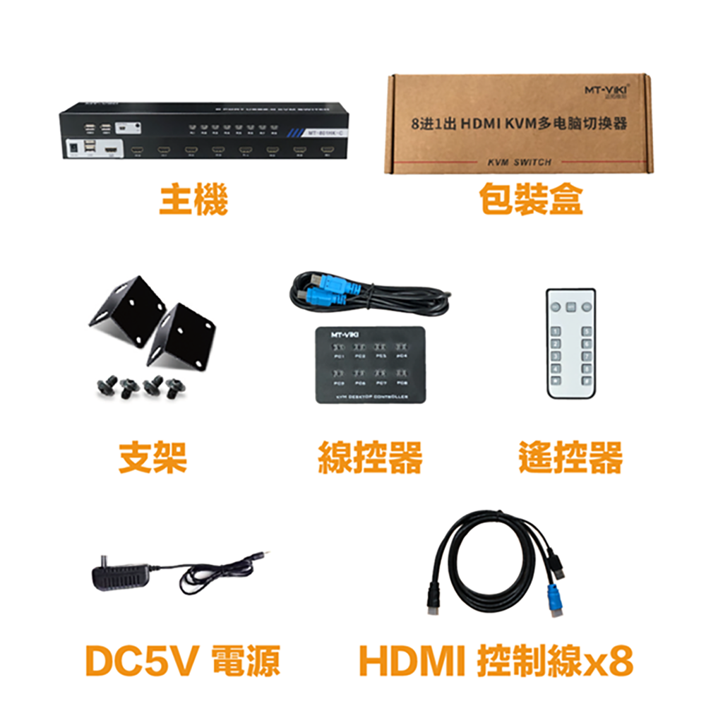 昌運監視器 HD-KVM801M 八進一出 4K HDMI KVM USB 切換器 鼠標無縫切換-細節圖3