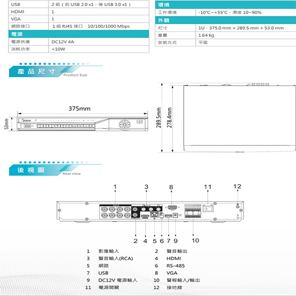 昌運監視器 DJS-SXL208A-4K 8路 H.265+ 4K IVS DVR 監視器主機-細節圖3