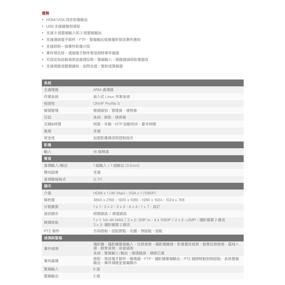 昌運監視器 Honeywell HN35160200 16路 H.265 PoE NVR 錄影主機-細節圖3
