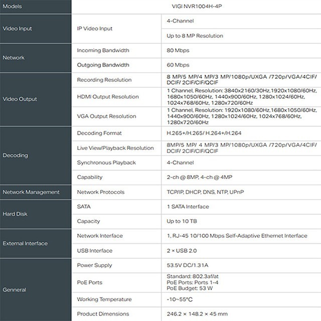 昌運監視器TP-LINK組合 VIGI NVR1004H-4P 4路主機+VIGI C350 5MP全彩網路攝影機*2-細節圖2