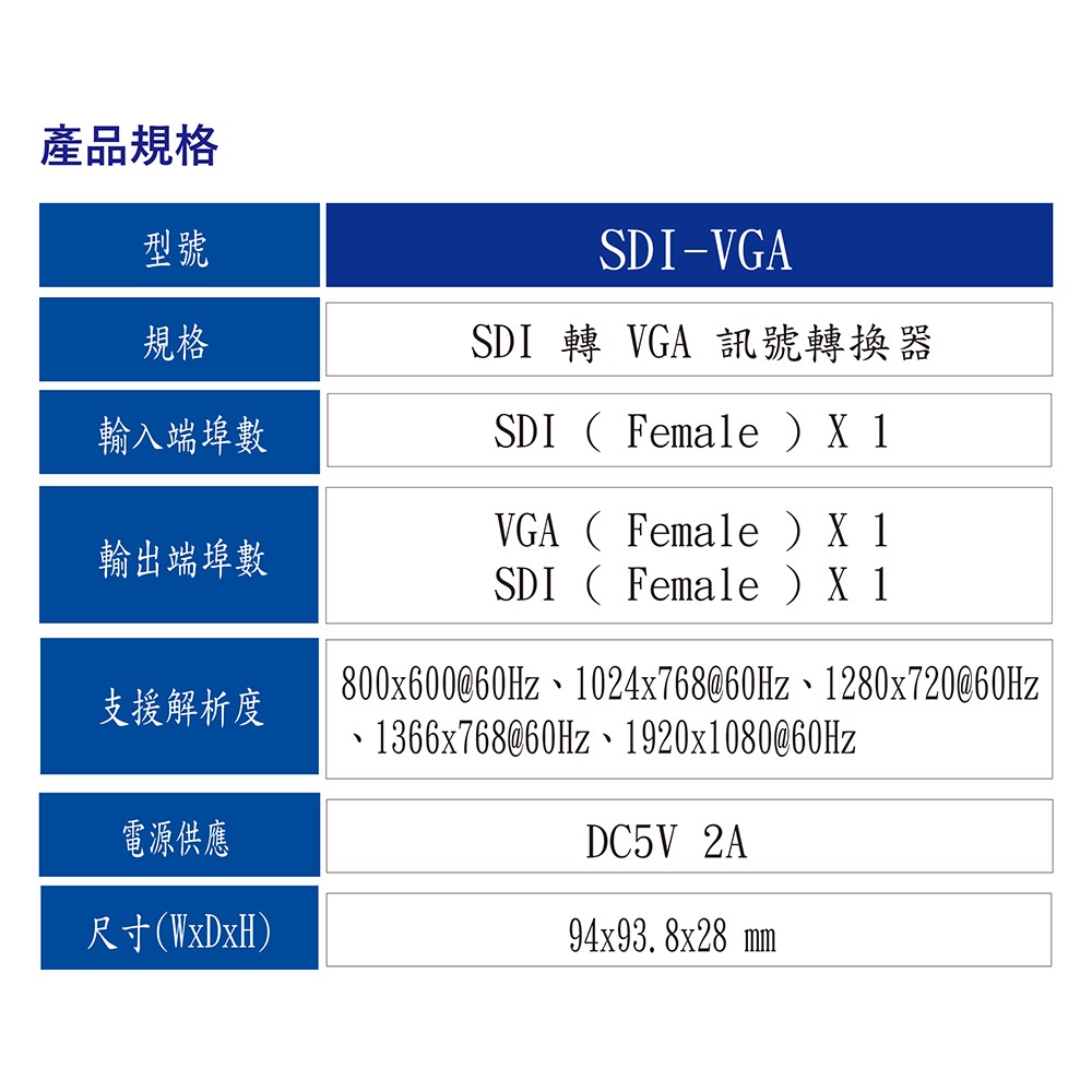 昌運監視器 HANWELL SDI-VGA SDI轉VGA 訊號轉換器 最佳解析度自動偵測功能-細節圖3