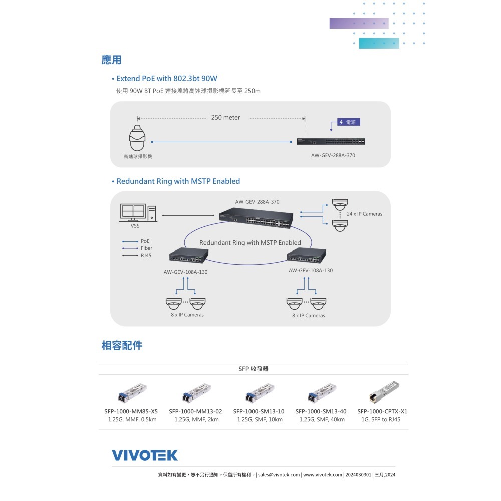 昌運監視器 VIVOTEK晶睿 AW-GEV-288A-370管理型PoE交換器-細節圖9