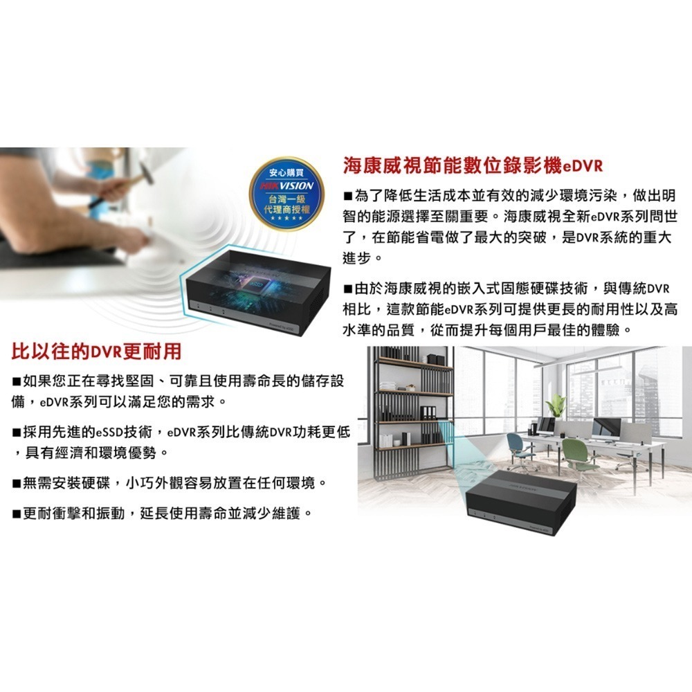 昌運監視器 海康 DS-E04HQHI-B 4路 eDVR錄影主機 eSSD儲存 免硬碟 支援同軸聲音 運轉靜音-細節圖5