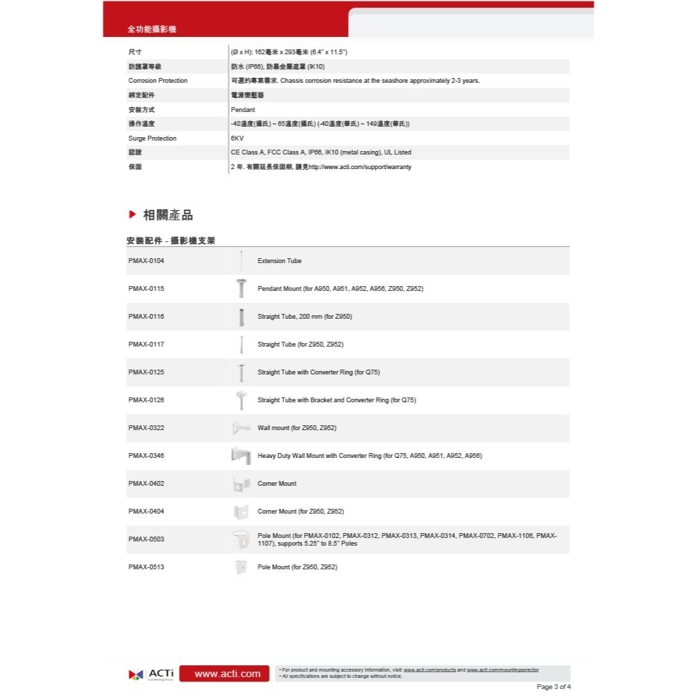 昌運監視器 ACTi Z958 智能型紅外線 200萬畫素 室外全功能攝影機 日夜兩用 變焦鏡頭 請來電洽詢-細節圖4