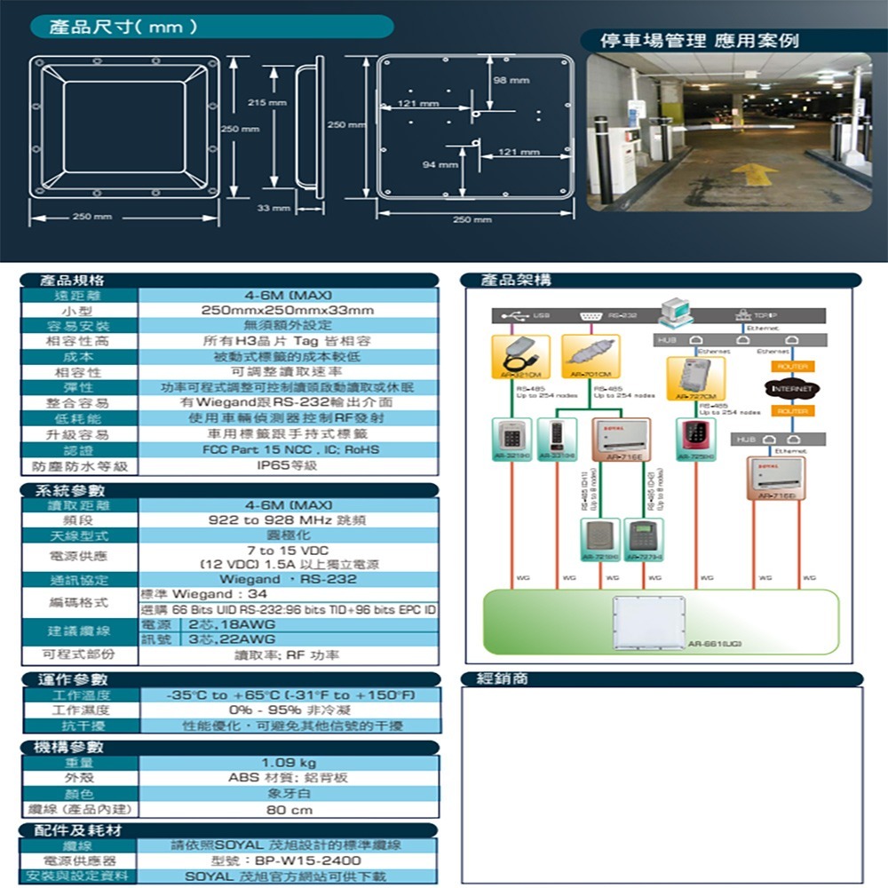 昌運監視器 SOYAL AR-661UG3251N-90K 922-928MHz WG34 防水型 長距離車道感應讀頭-細節圖2