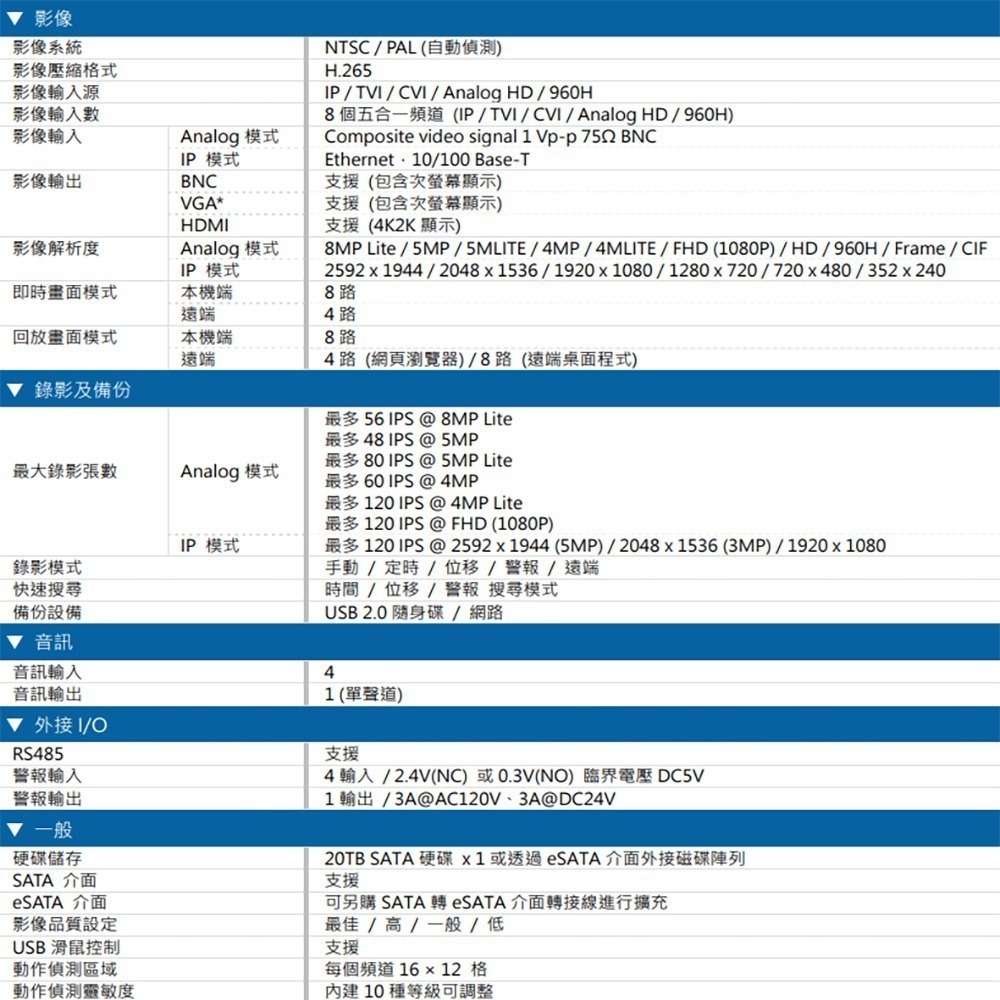 昌運監視器 AVTECH 陞泰 DGD1009AIX-U1 8路 AI XVR 五合一錄影主機 支援4路AI-細節圖2