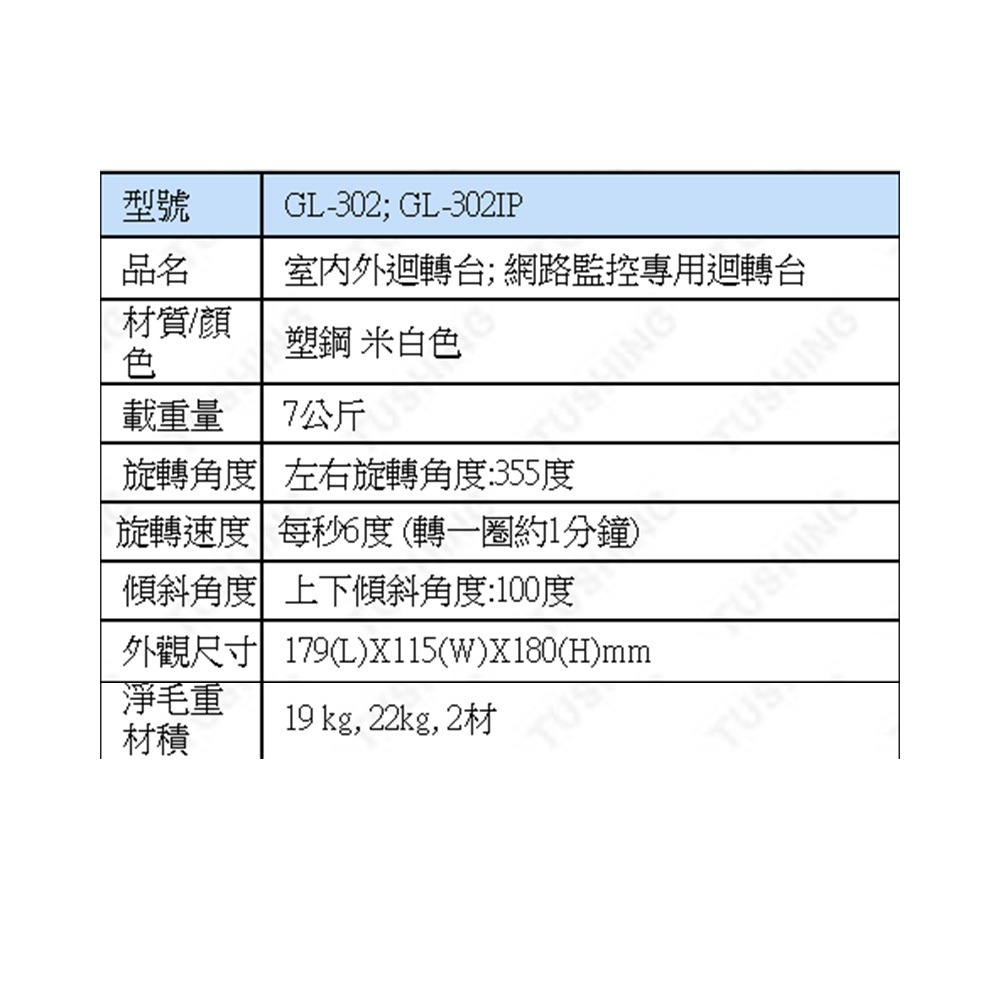 昌運監視器 GL-302 室內外迴轉台 網路監控專用迴轉台 旋轉台 355度左右旋轉角度-細節圖2