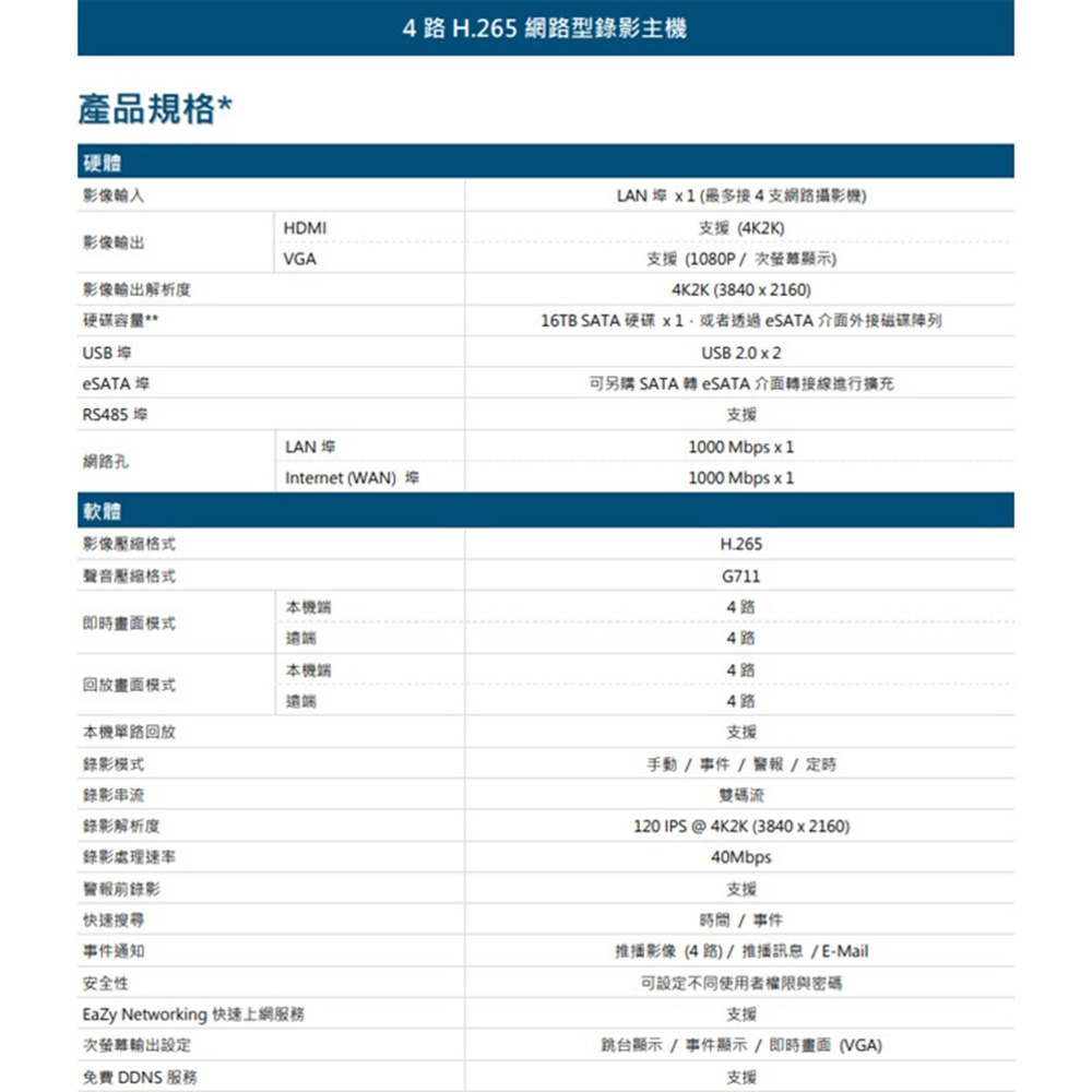 昌運監視器 AVTECH陞泰組合 DGH1103BX-U1 4路主機+DGM3104SCT 3MP 網路槍型攝影機*2-細節圖2