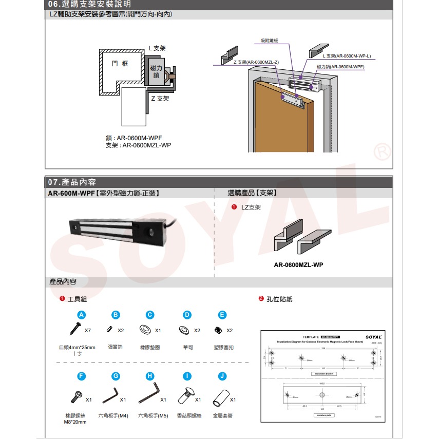 昌運監視器 SOYAL AR-0600M-WPF 0600M-270磁力鎖戶外型/正面安裝型 防火抗燃材質-細節圖7