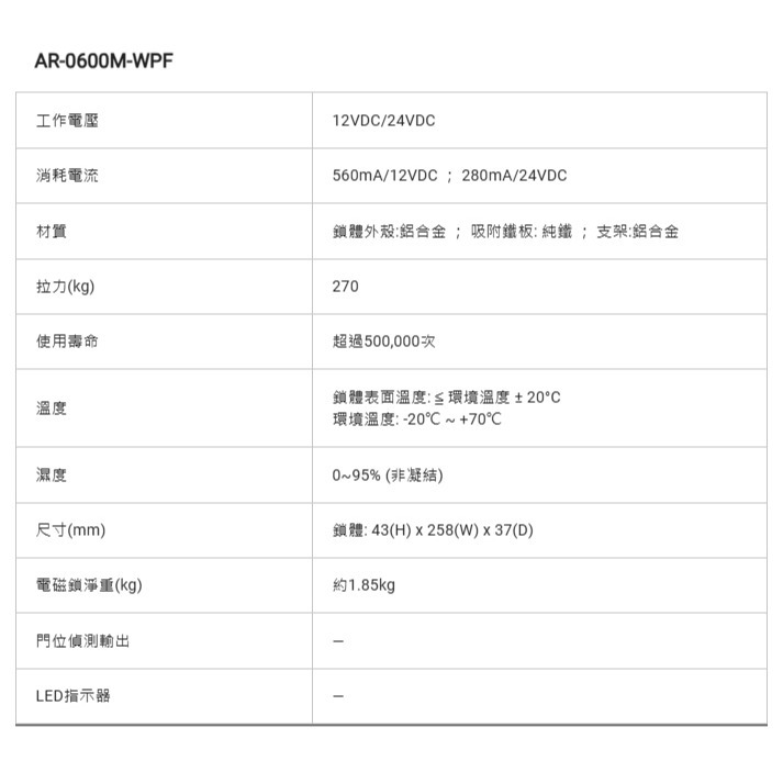 昌運監視器 SOYAL AR-0600M-WPF 0600M-270磁力鎖戶外型/正面安裝型 防火抗燃材質-細節圖8