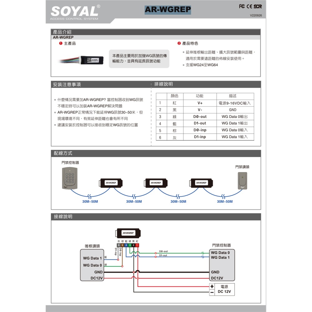 昌運監視器 SOYAL AR-WGREP E1 WG中繼器 唯根放大器 擴大訊號範圍與距離 支援WG24至WG64-細節圖2