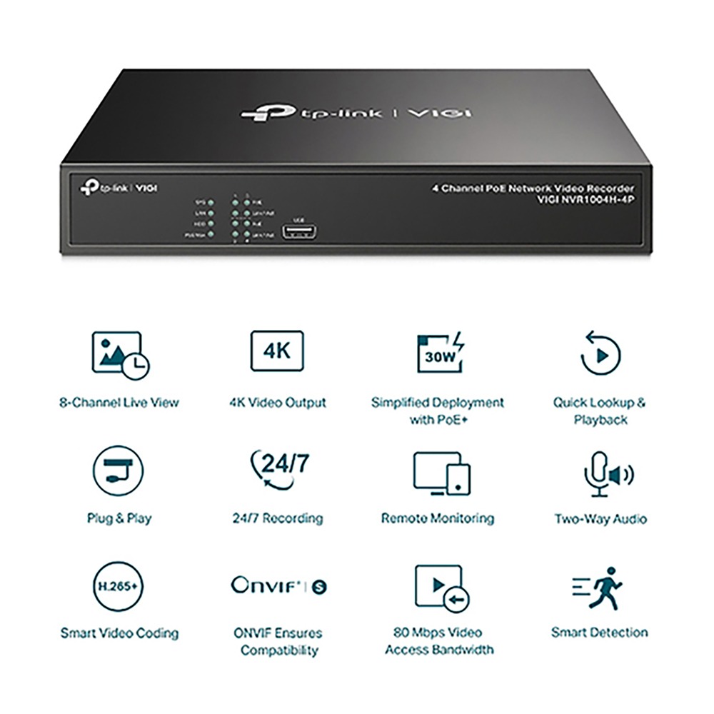 TP-LINK 昌運監視器組合 VIGI NVR1004H-4P 主機+VIGI C220I 2MP 半球網路攝影機*2-細節圖8