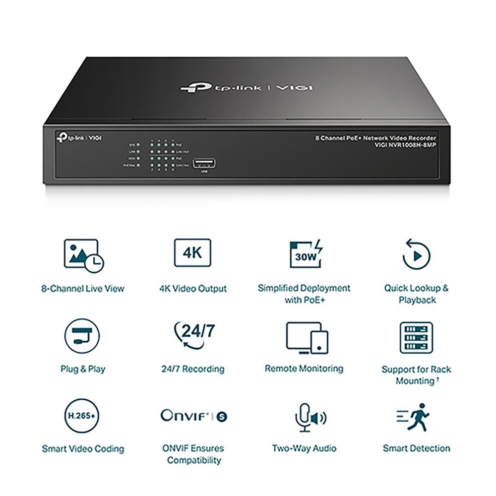 TP-LINK 昌運監視器組合 VIGI NVR1008H-8MP 主機+VIGI C220I 2MP半球網路攝影機*6-細節圖8