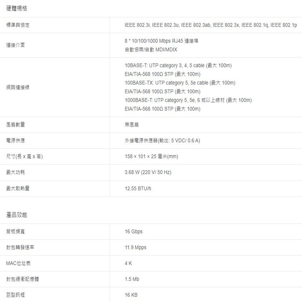 TP-LINK 昌運監視器 TL-SG108E 8埠 Gigabit簡易智慧型網路交換器 10/100/1000Mbps-細節圖3