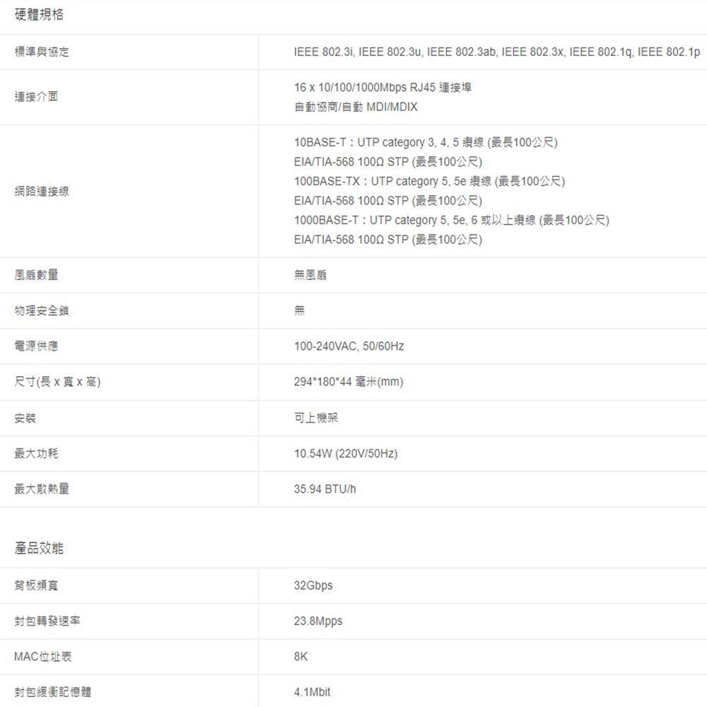 TP-LINK 昌運監視器 TL-SG1016DE 16埠 Gigabit簡易智慧型交換器10/100/1000Mbps-細節圖3