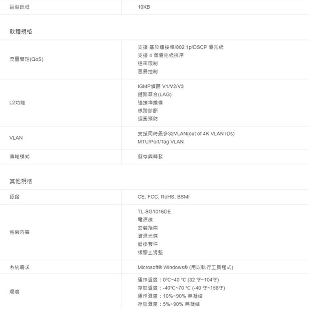TP-LINK 昌運監視器 TL-SG1016DE 16埠 Gigabit簡易智慧型交換器10/100/1000Mbps-細節圖4