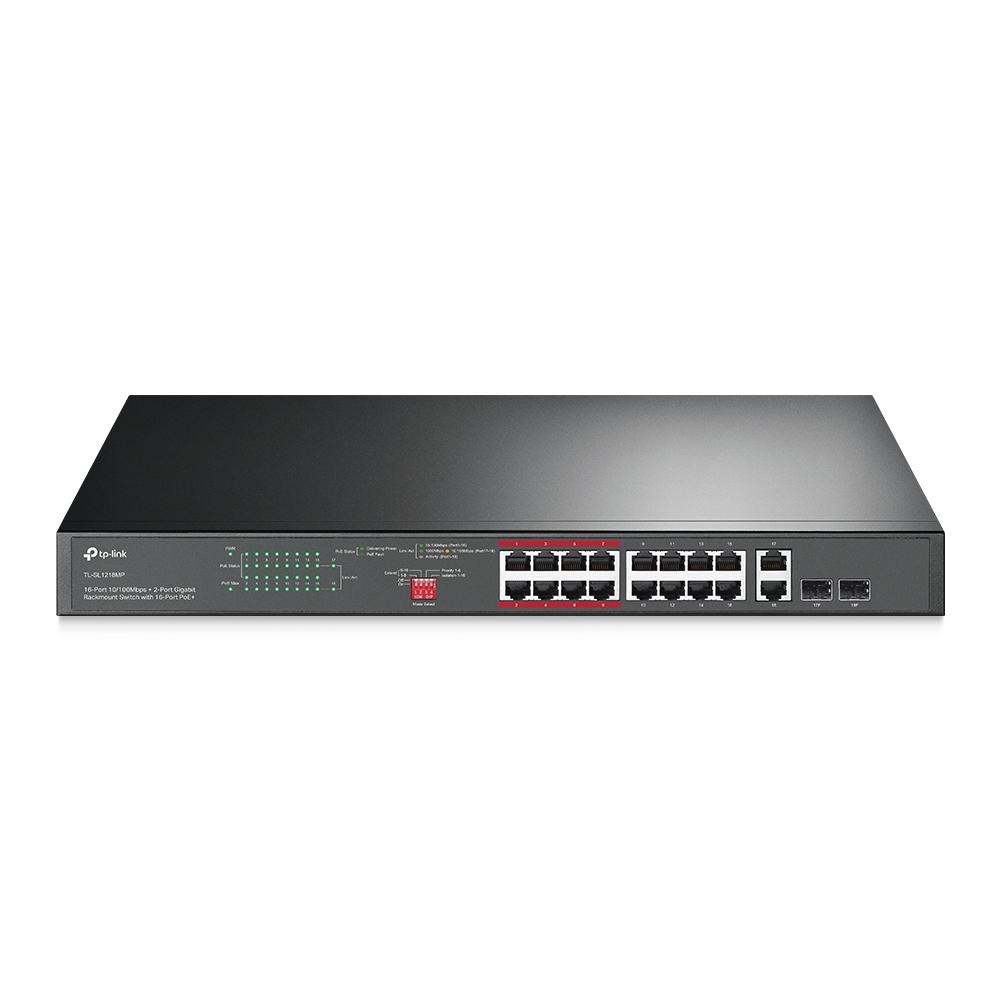 TP-LINK 昌運監視器 TL-SL1218MP 16埠 + 2埠Gigabit POE非管理型網路交換器-細節圖2