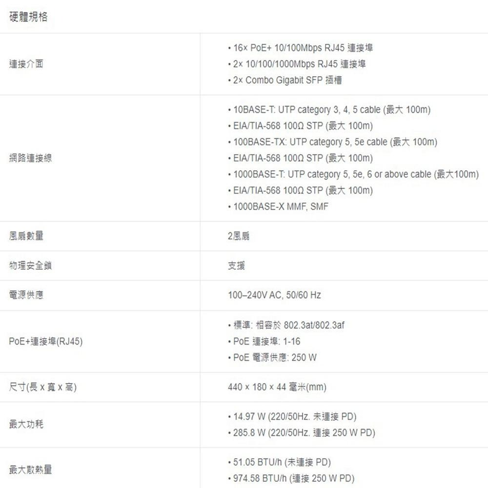 TP-LINK 昌運監視器 TL-SL1218MP 16埠 + 2埠Gigabit POE非管理型網路交換器-細節圖3