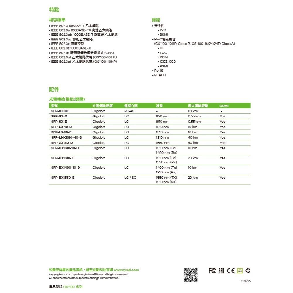 昌運監視器 ZYXEL 合勤 GS1100-24 V3(GS1100-24v3) 24埠GbE無網管交換器-細節圖5