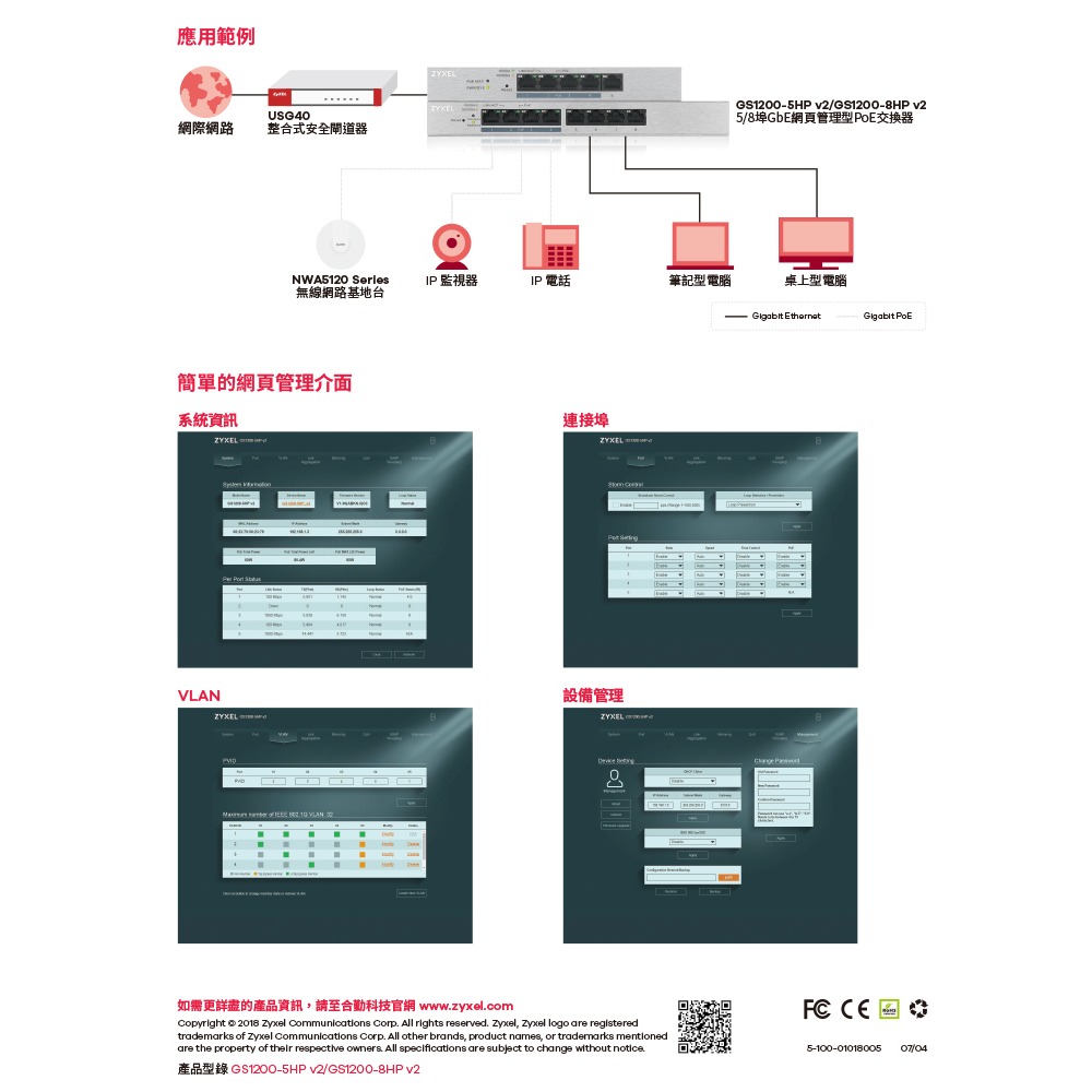 昌運監視器 ZYXEL 合勤 GS1200-5HP 5埠PoE網頁管理型交換器 1000BASE-T PoE-細節圖5