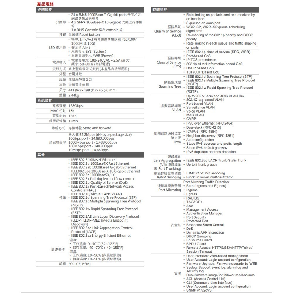 昌運監視器 EDIMAX 訊舟 GS-5424LX (MIT) 28埠 Gigabit 智慧型網路管理交換器-細節圖4